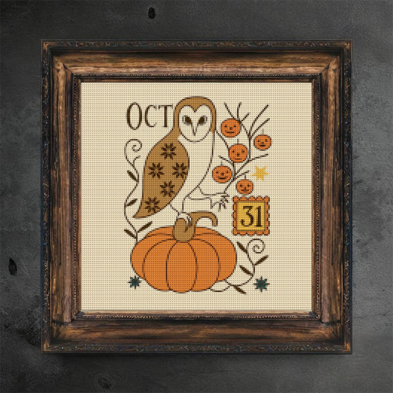 Cross Stitch Kit - Spooky Owl | Mysterious Halloween Craft | Diy Wall Art - image 2