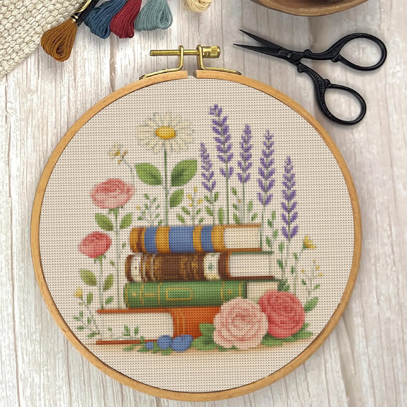  Cross Stitch Kit - Floral Book | Unique Handmade Collection | Nice Gifts For Book Lovers - image 3