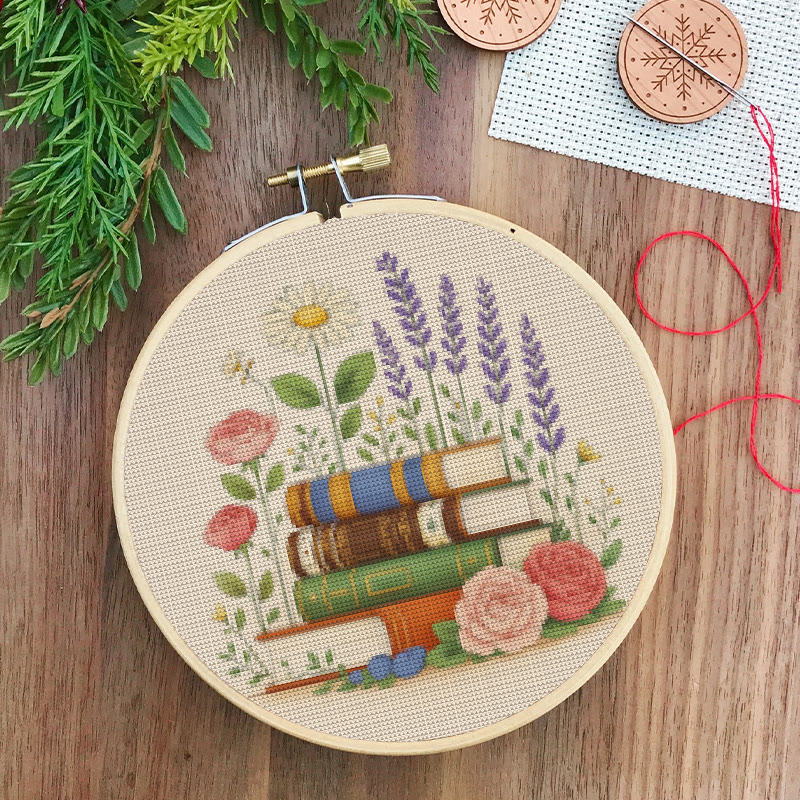  Cross Stitch Kit - Floral Book | Unique Handmade Collection | Nice Gifts For Book Lovers - image 2