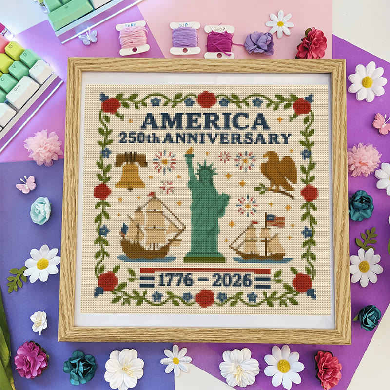 Cross Stitch Kit - Us 250th Anniversary | Diy Handmade Craft | Unique Needlework Collection - Us 250th Anniversary - image 1
