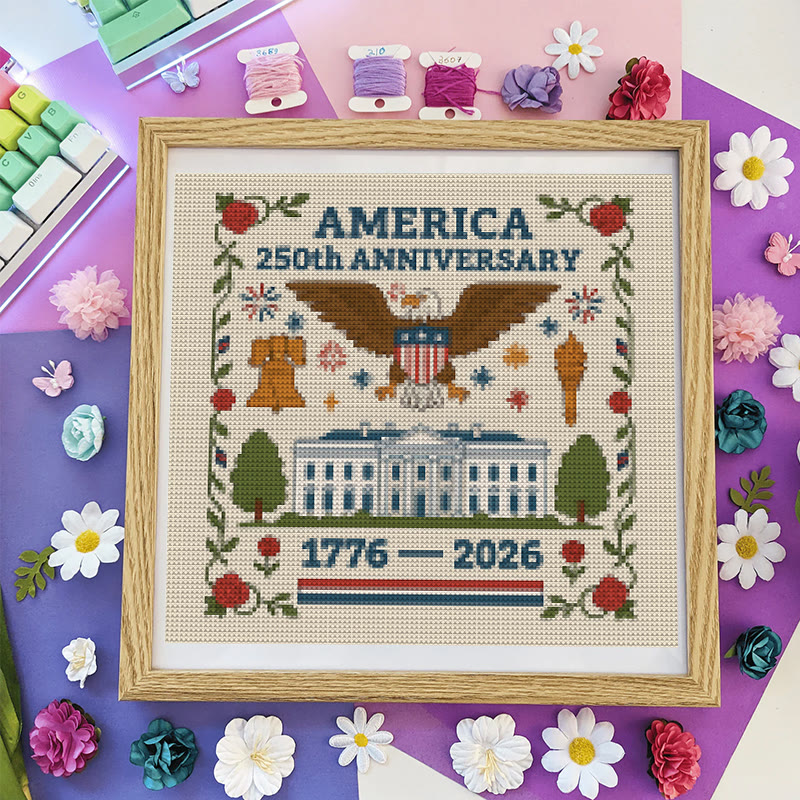 Cross Stitch Kit - Us Independence Day | Perfect Decoration Craft | Easy Stitch Artwork - image 1