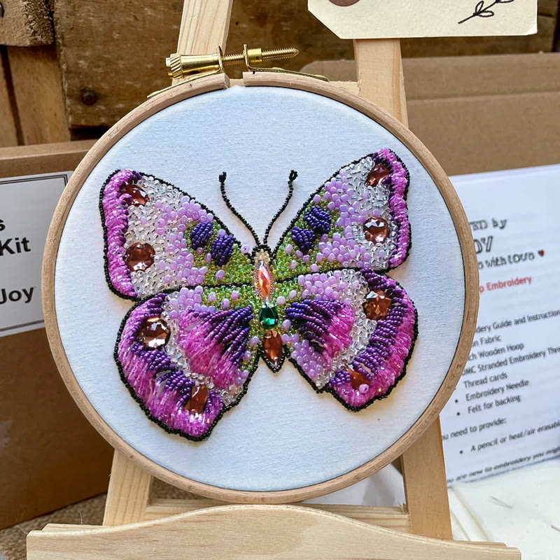 Rubbyoo Bead Embroidery Kit - Pink Butterfly | Diy Decorative Handcraft | Thoughtful Birthday Gift - image 5