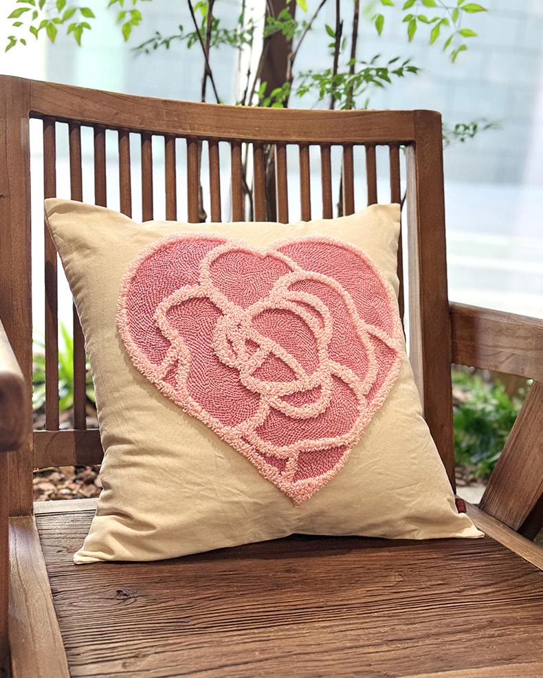 Punch Needle Pillow Kits - Diy Floral Craft | Unique Home Decoration | Perfect Gifts For Housewarming  - Heart - image 3