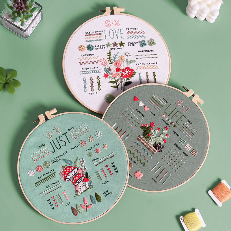 Rubbyoo 3-piece Embroidery Starter Kit  - Floral And Botanical Pattern | Easy Stitch Handicraft | Perfect For Needlework Beginner  - image 1