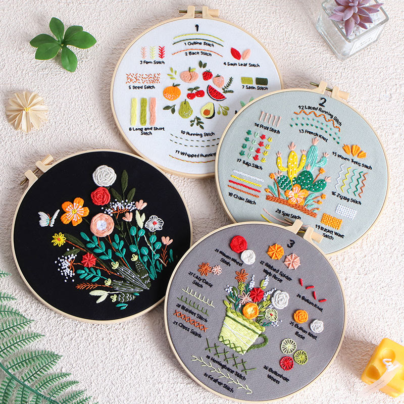 Rubbyoo 4-piece Embroidery Starter Kit - Various Stitch Pattern | Beginner Handmade Craft | Nice For Handmade Enthusiasts - 4-piece Embroidery Starter Kit - image 1