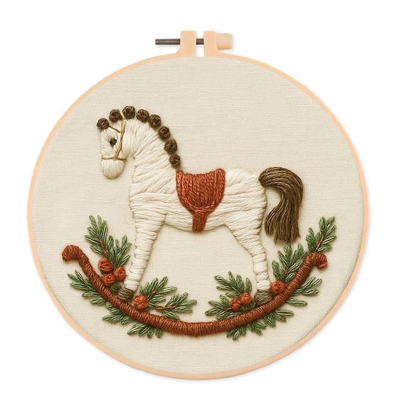 Rubbyoo Embroidery Kit - Rocking Horse | Perfect Home Decor | Nice Handmade Gift - 20*20cm - image 1