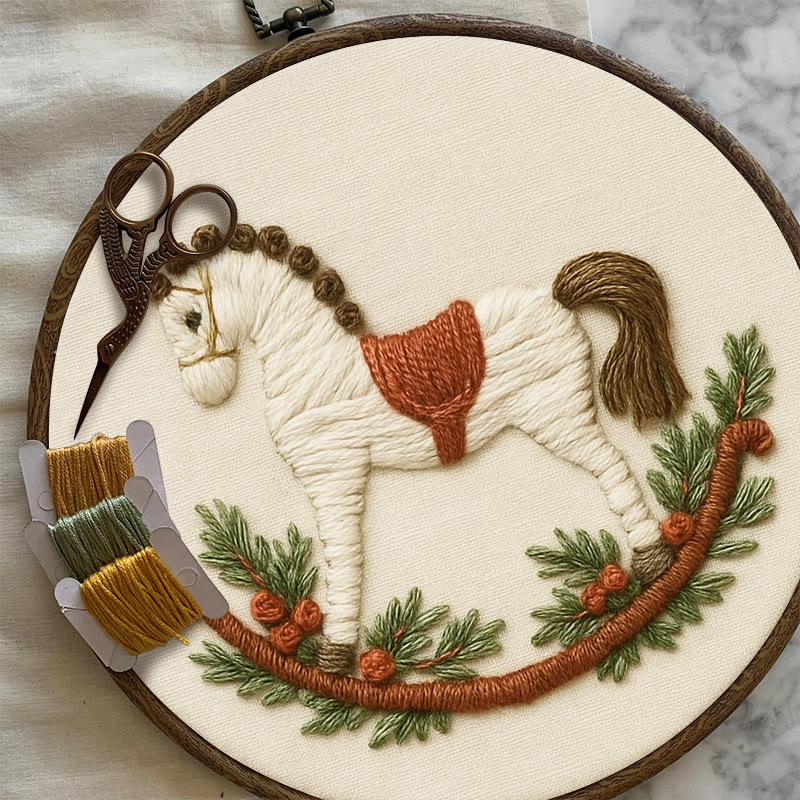 Rubbyoo Embroidery Kit - Rocking Horse | Perfect Home Decor | Nice Handmade Gift - image 3