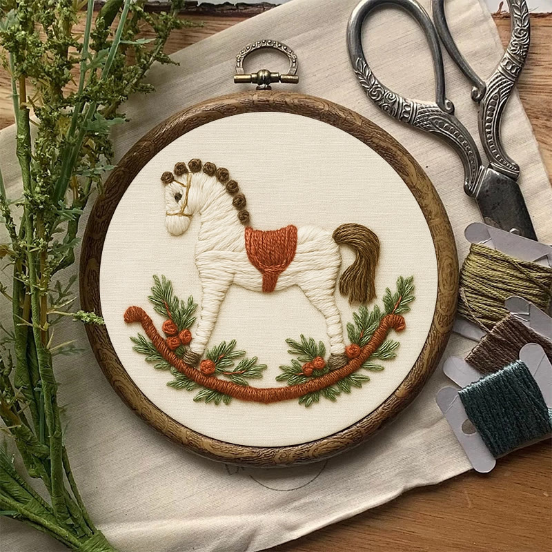 Rubbyoo Embroidery Kit - Rocking Horse | Perfect Home Decor | Nice Handmade Gift - image 2