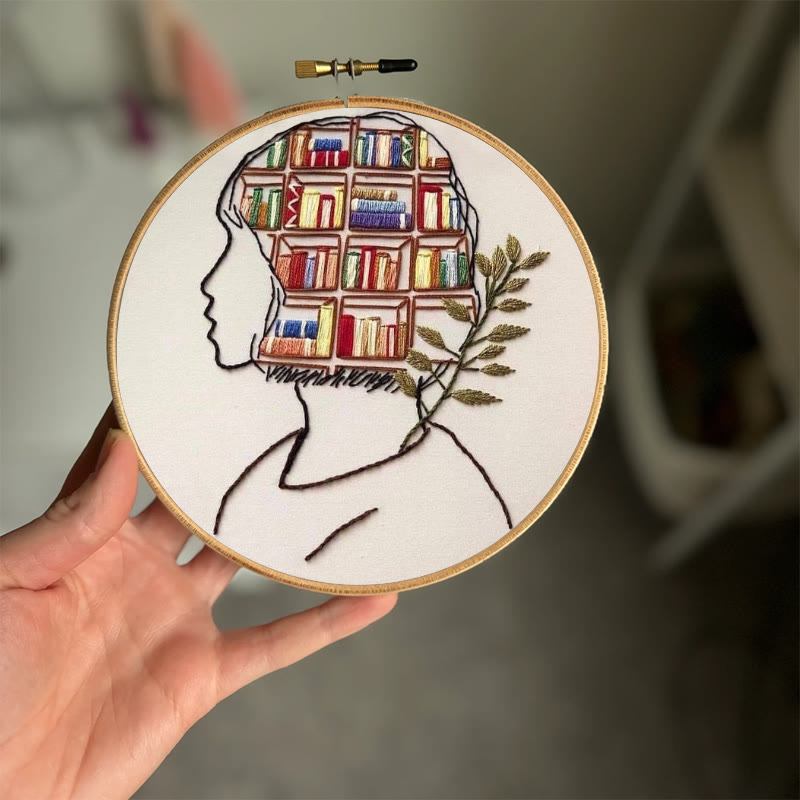 Rubbyoo Embroidery Kit - Book In Mind | Perfect Gifts For Book Lovers | Diy Bookshelf Ornament - image 2
