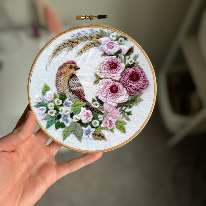 Rubbyoo Embroidery Kit - Stunning Birds With Flowers | Floral Needle Handicraft | Unique Gifts For Room Decor - image 5