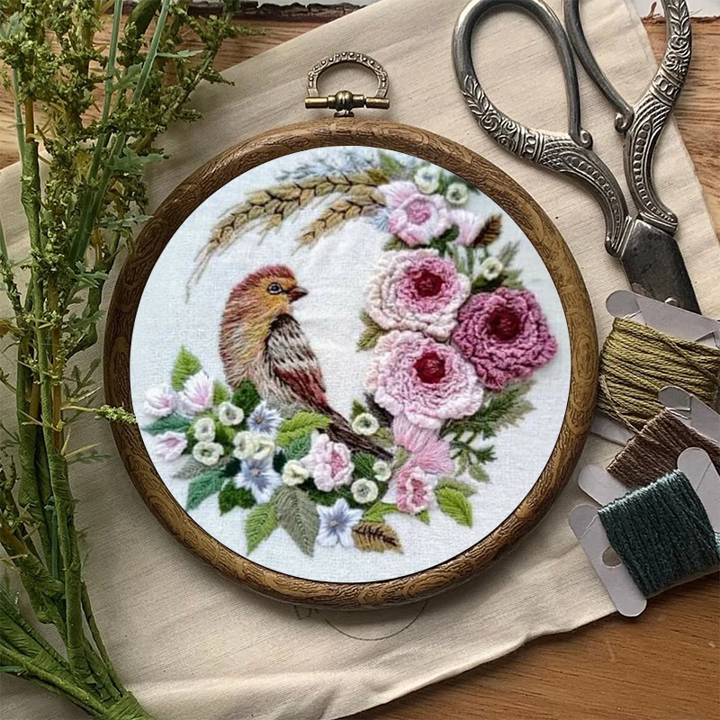 Rubbyoo Embroidery Kit - Stunning Birds With Flowers | Floral Needle Handicraft | Unique Gifts For Room Decor - image 3