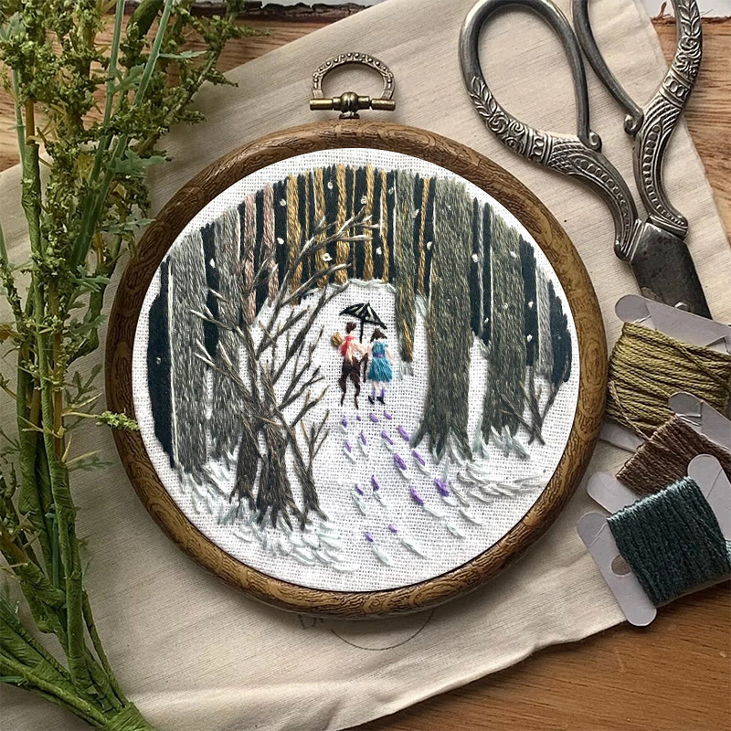 Rubbyoo Embroidery Kit - Snowy Path | Winter Landscape Craft | Perfect As Hanging Ornament  - image 3
