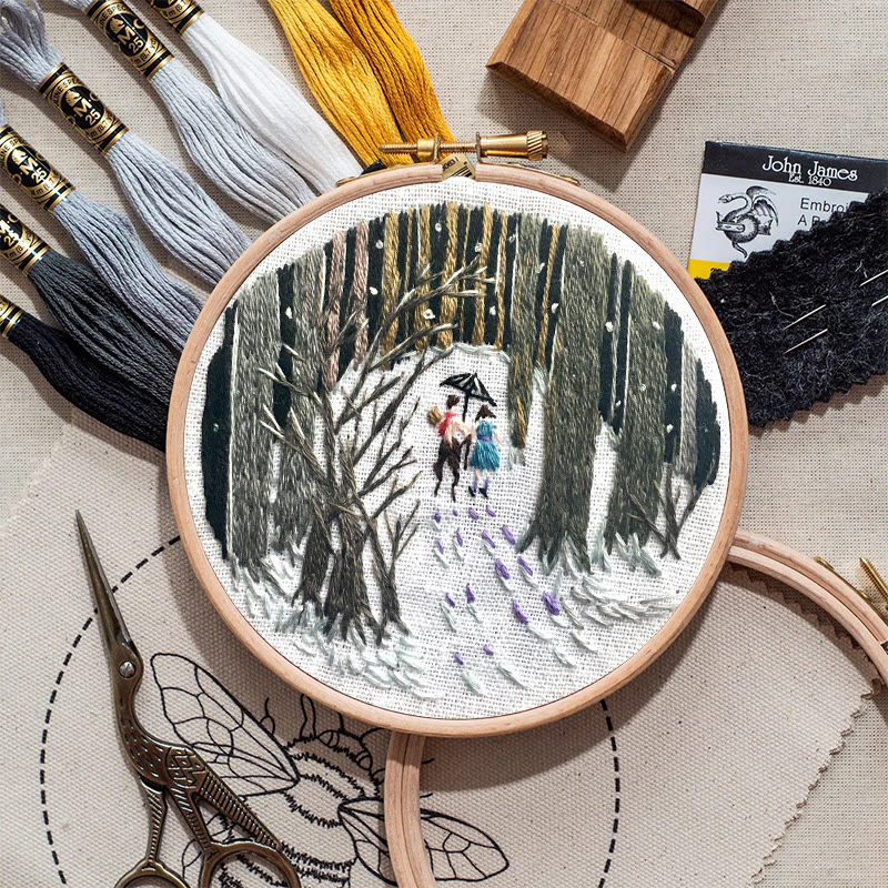 Rubbyoo Embroidery Kit - Snowy Path | Winter Landscape Craft | Perfect As Hanging Ornament  - image 2