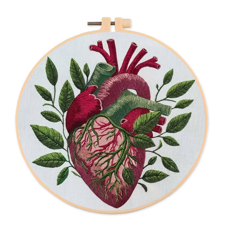 Rubbyoo Embroidery Kit - Botanical Heart | Fantastic Handmade Artwork | Diy Decorative Craft - 20*20cm - image 1