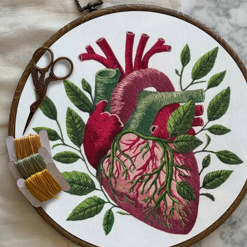 Rubbyoo Embroidery Kit - Botanical Heart | Fantastic Handmade Artwork | Diy Decorative Craft - image 3