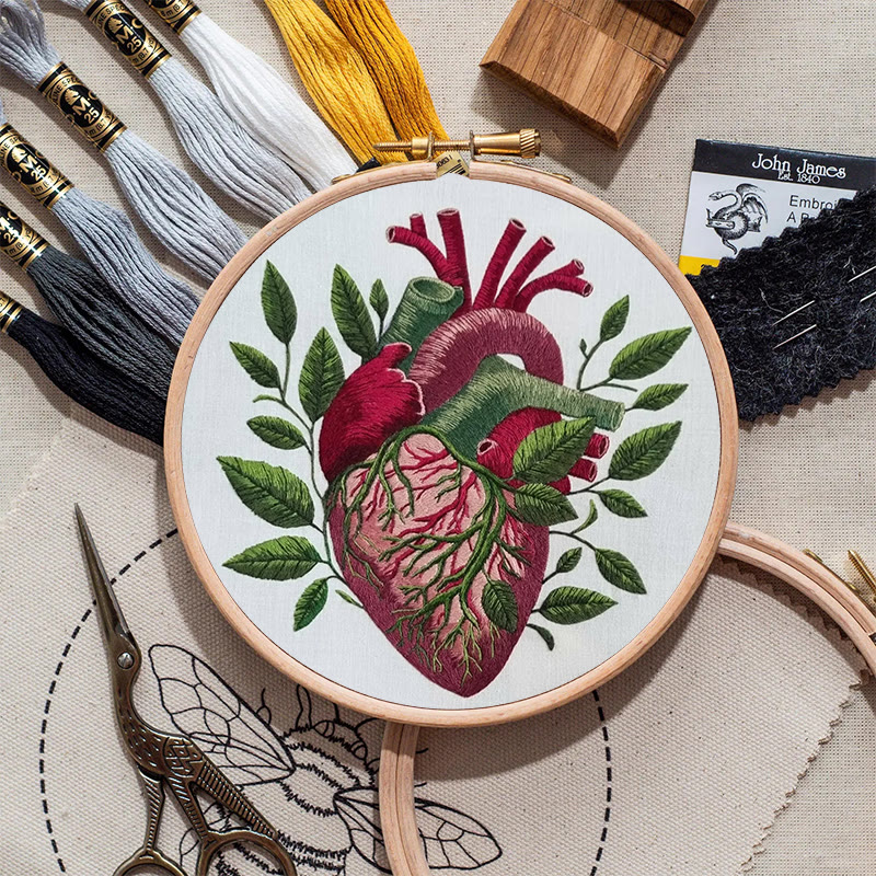 Rubbyoo Embroidery Kit - Botanical Heart | Fantastic Handmade Artwork | Diy Decorative Craft - image 2