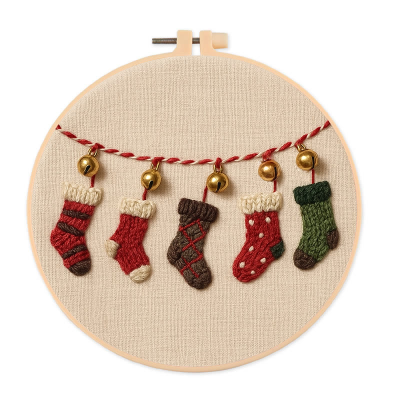 Rubbyoo Embroidery Kit - Christmas Socks | Holiday Decorative Craft | Diy Handmade Needlework - 20*20cm - image 1