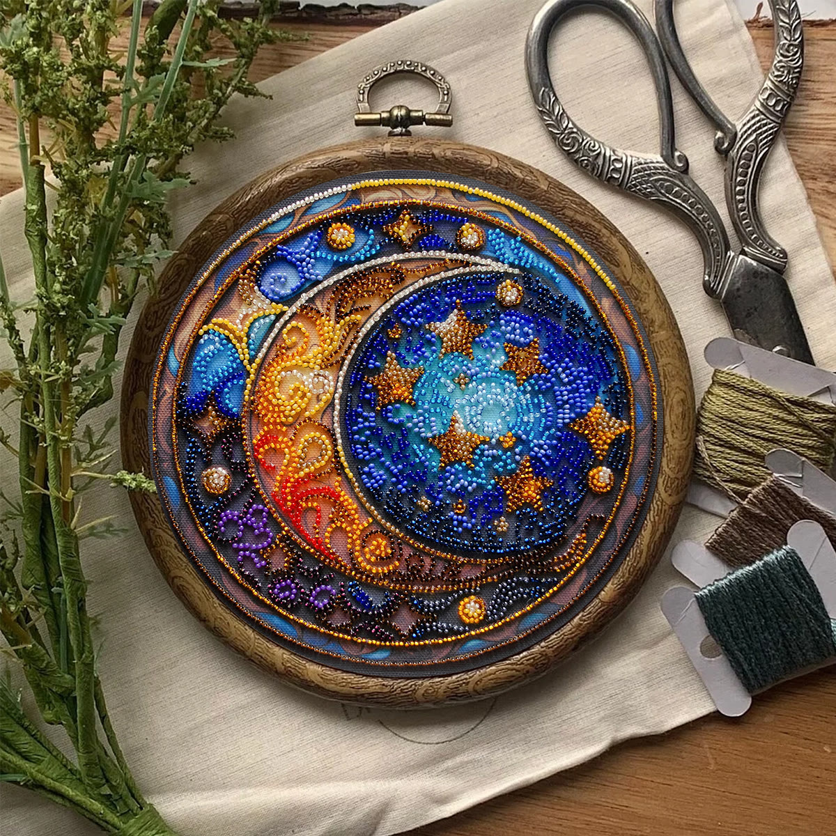 Rubbyoo Bead Embroidery Kit - Moom And Star | Diy Celestial Craft | Unique Celestial Art - image 3