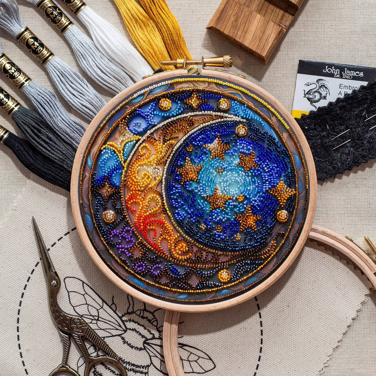 Rubbyoo Bead Embroidery Kit - Moom And Star | Diy Celestial Craft | Unique Celestial Art - image 2