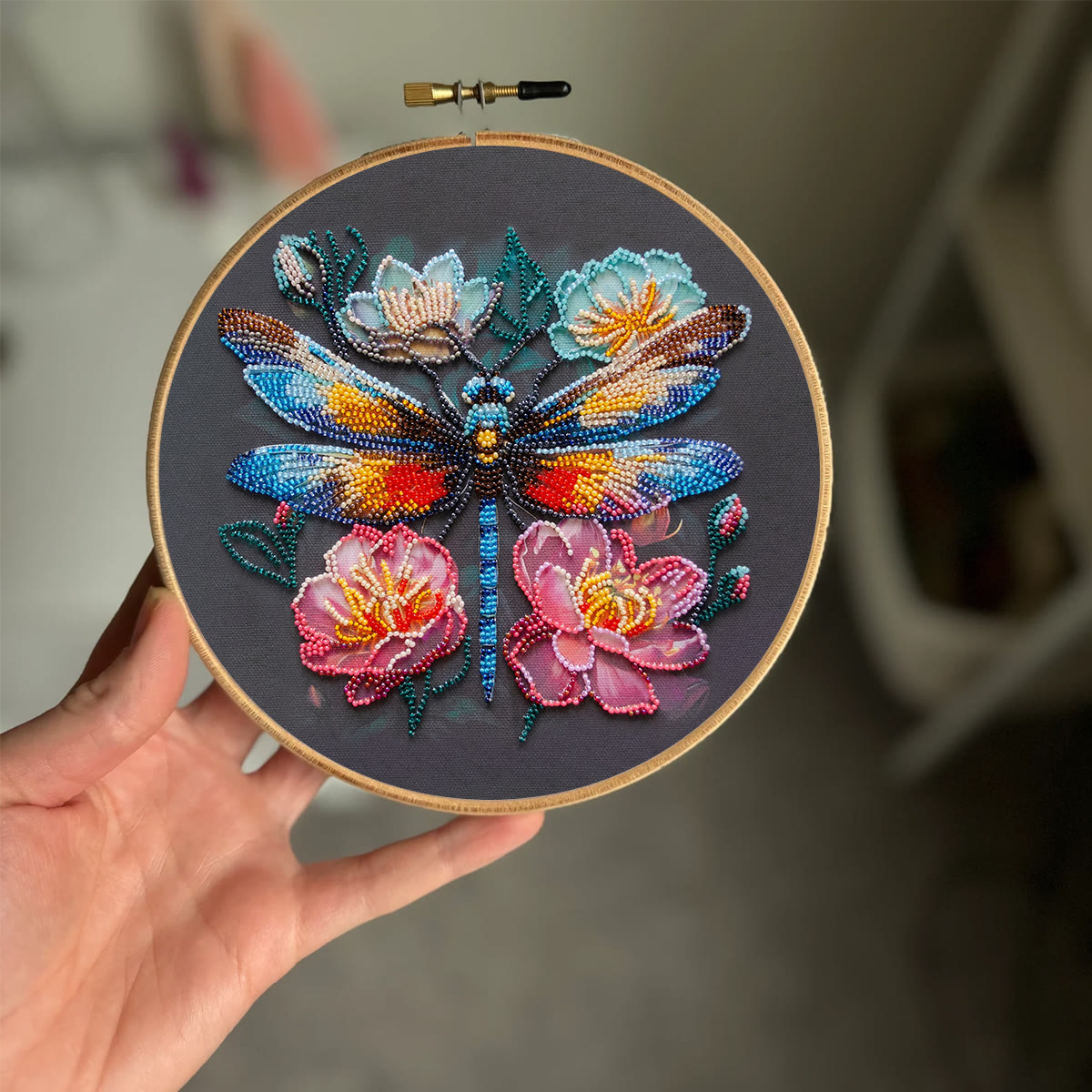 Rubbyoo Bead Embroidery Kit - Floral Dragonfly | Colourful Insect Handicraft | Diy Home Decoration - image 3