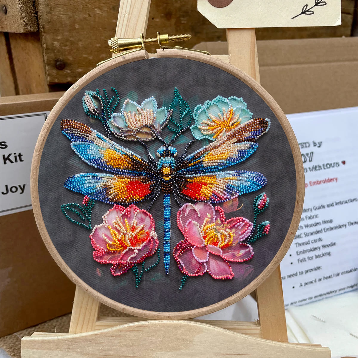 Rubbyoo Bead Embroidery Kit - Floral Dragonfly | Colourful Insect Handicraft | Diy Home Decoration - image 6