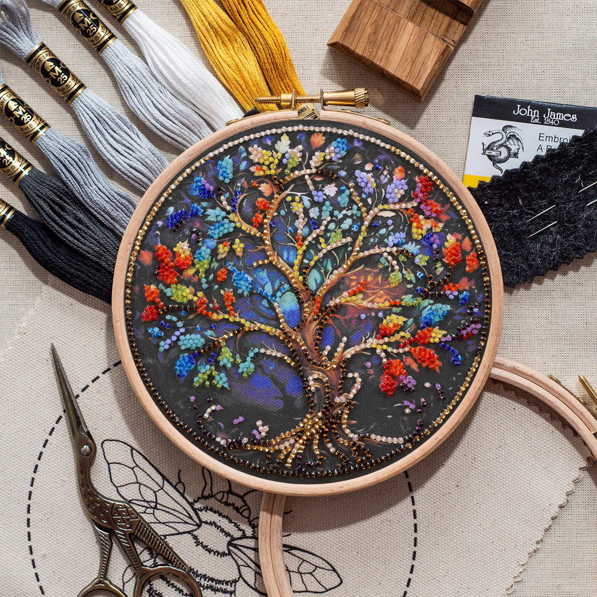Rubbyoo Bead Embroidery Kit - Tree Of Life | Fantastic Needle Artwork | Craft For Home Adornment - image 8