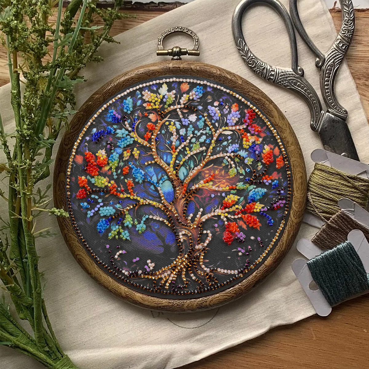 Rubbyoo Bead Embroidery Kit - Tree Of Life | Fantastic Needle Artwork | Craft For Home Adornment - image 3