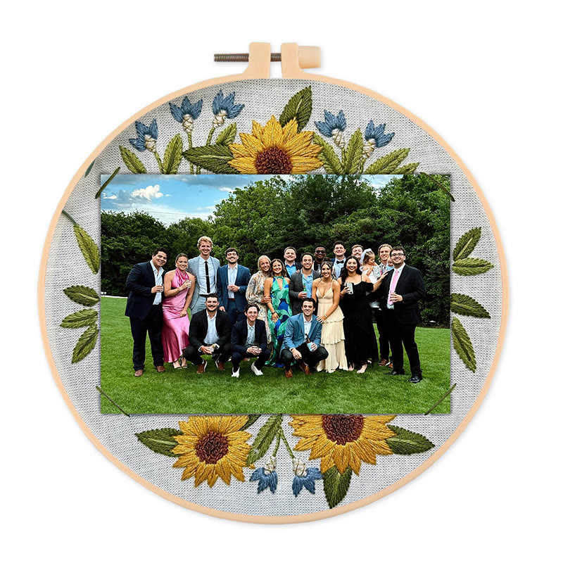 Rubbyoo Embroidery Photo Frame Kit - Sunflower Memory | Photo Collection Artwork | Perfect Gifts For Friends - 25*25cm - image 1