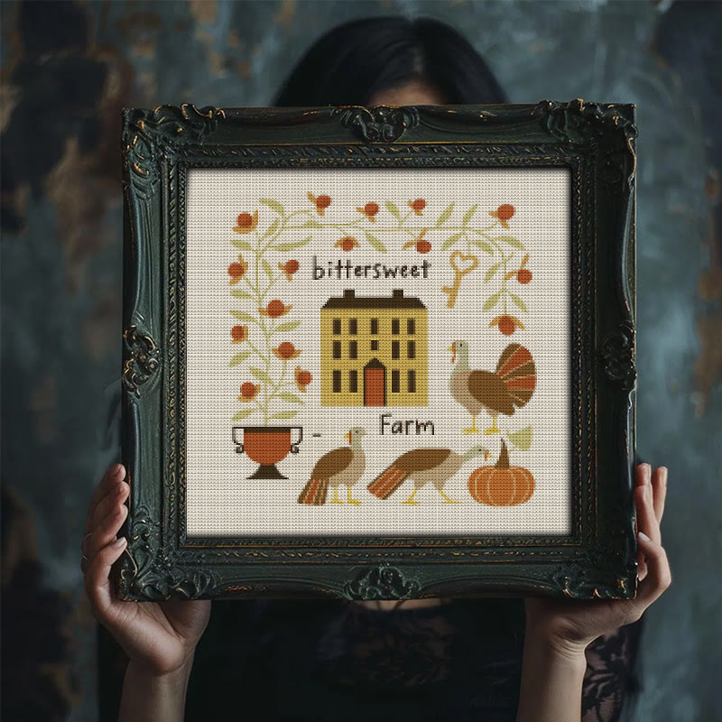 Cross Stitch Kit - Bittersweet Farm | Fall Home Ornament | Halloween Pumpkin Craft  - image 2