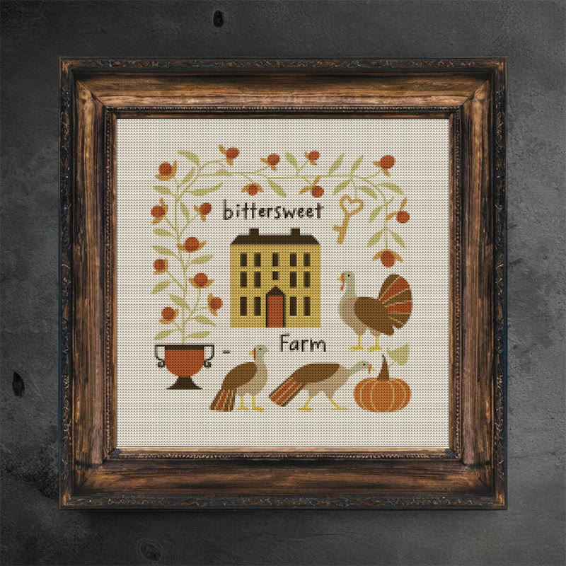 Cross Stitch Kit - Bittersweet Farm | Fall Home Ornament | Halloween Pumpkin Craft  - image 3