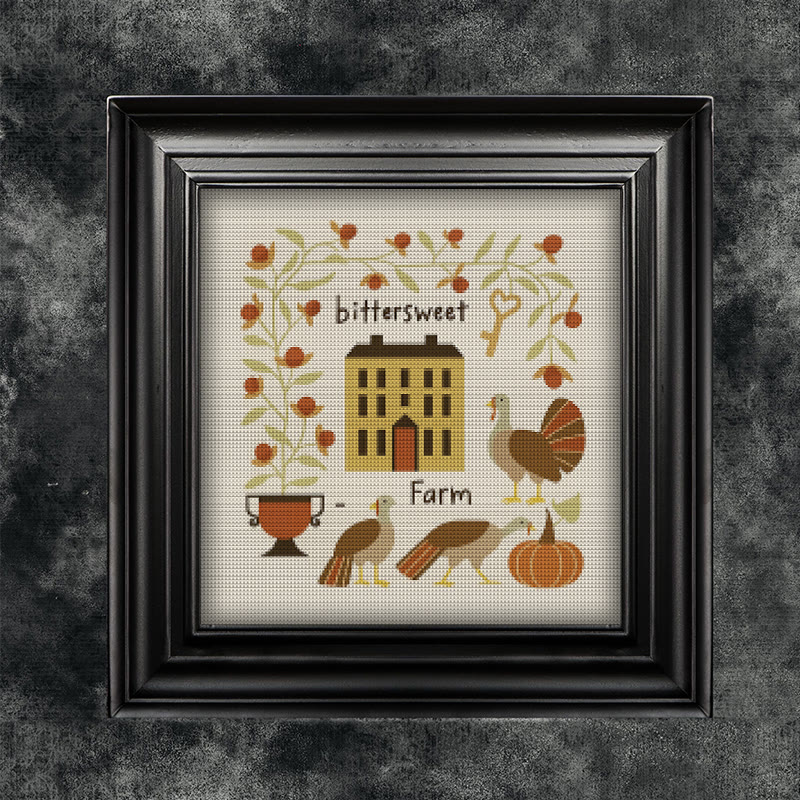 Cross Stitch Kit - Bittersweet Farm | Fall Home Ornament | Halloween Pumpkin Craft  - Bittersweet Farm - image 1