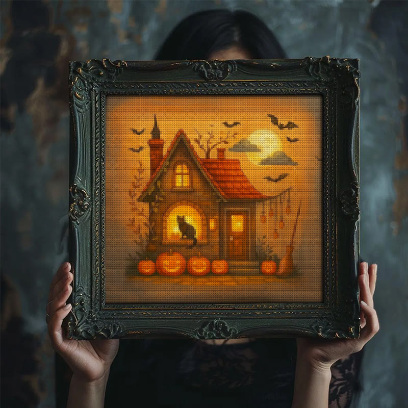 Cross Stitch Kit - Witch Cottage | Spooky Halloween Handicraft | Holiday Home Decor - image 2