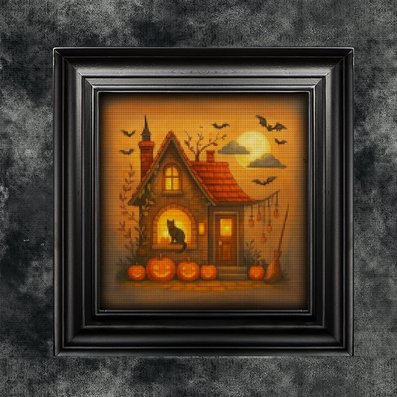 Cross Stitch Kit - Witch Cottage | Spooky Halloween Handicraft | Holiday Home Decor - Witch Cottag - image 1