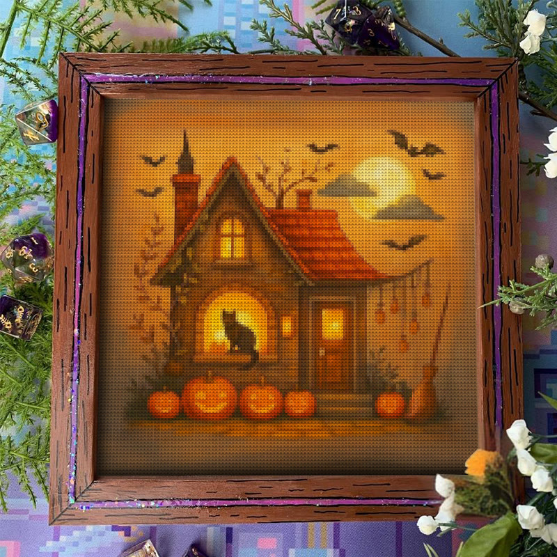 Cross Stitch Kit - Witch Cottage | Spooky Halloween Handicraft | Holiday Home Decor - image 10