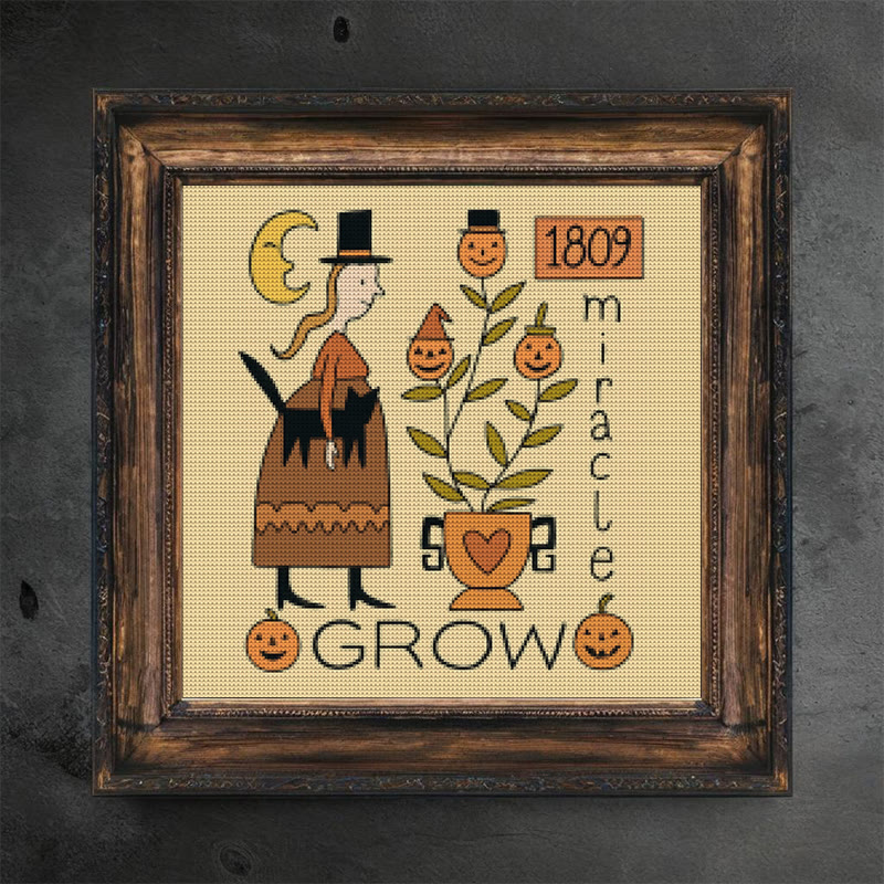 Cross Stitch Kit - Witch With Black Cat | Halloween Handmade Stitch | Diy Holiday Hanging  - image 2