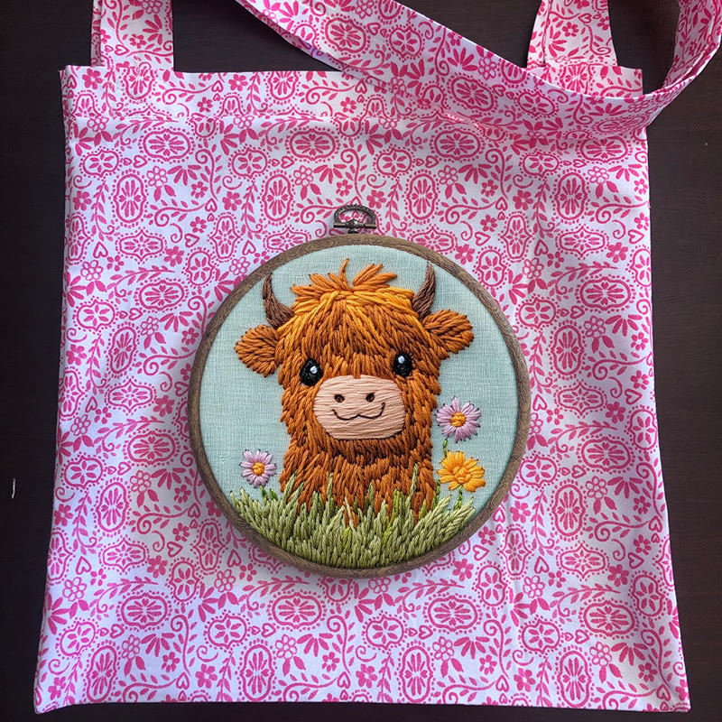 Floral Cow Punch Needle Kit - Adorable Animal Craft | Easy For Adults And Children - image 11