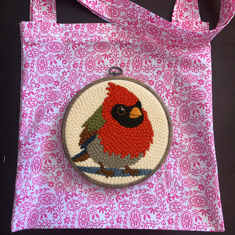 Cute Cardinal Bird Punch Needle Kit - Diy Starter Craft | Christmas Decorative Gift   - image 13