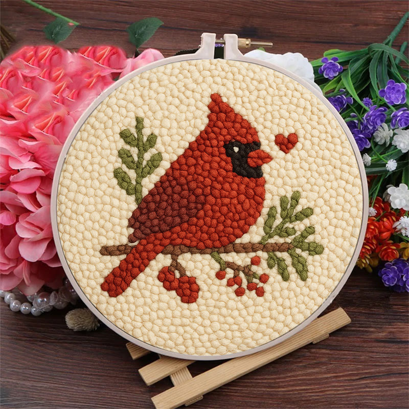  Red Bird Punch Needle Kit - Easy For Beginner | Perfect Christmas Gift Idea - image 3