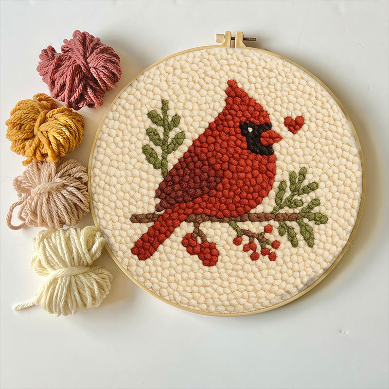  Red Bird Punch Needle Kit - Easy For Beginner | Perfect Christmas Gift Idea - image 2