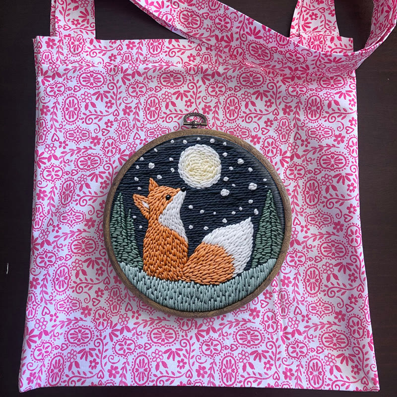 Fox In Night Punch Needle Kit - Diy Animal Handicraft | Nice Craft For Home Ornament  - image 13