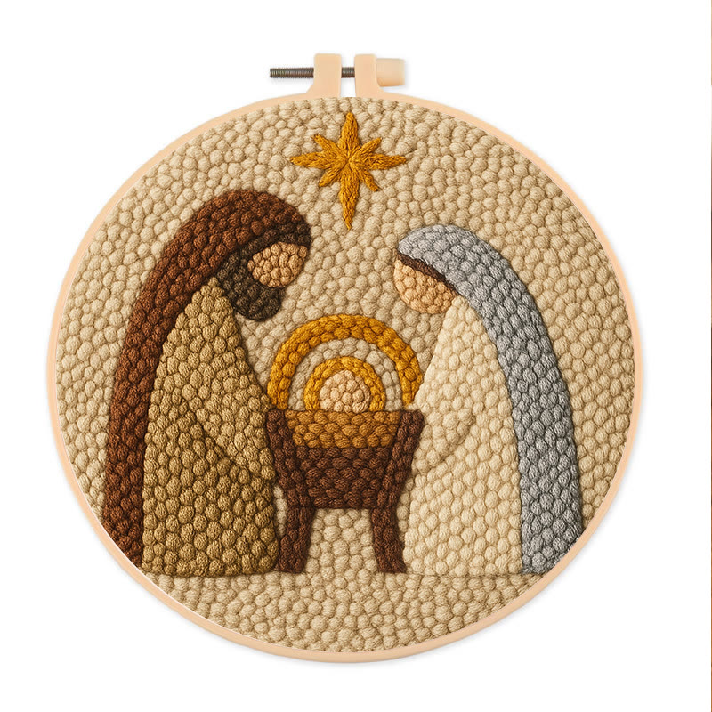 Christmas Nativity Punch Needle Kit - Diy Christmas Pattern | Perfect Wall Hanging  - 8 inch Hoop Kit - image 1