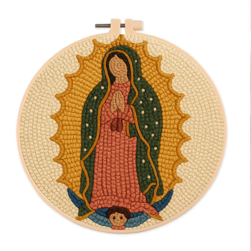  Praying Women Punch Needle Kit - Easy Handmade Art | Stitch Wall Hanging - 8 inch Hoop Kit - image 1