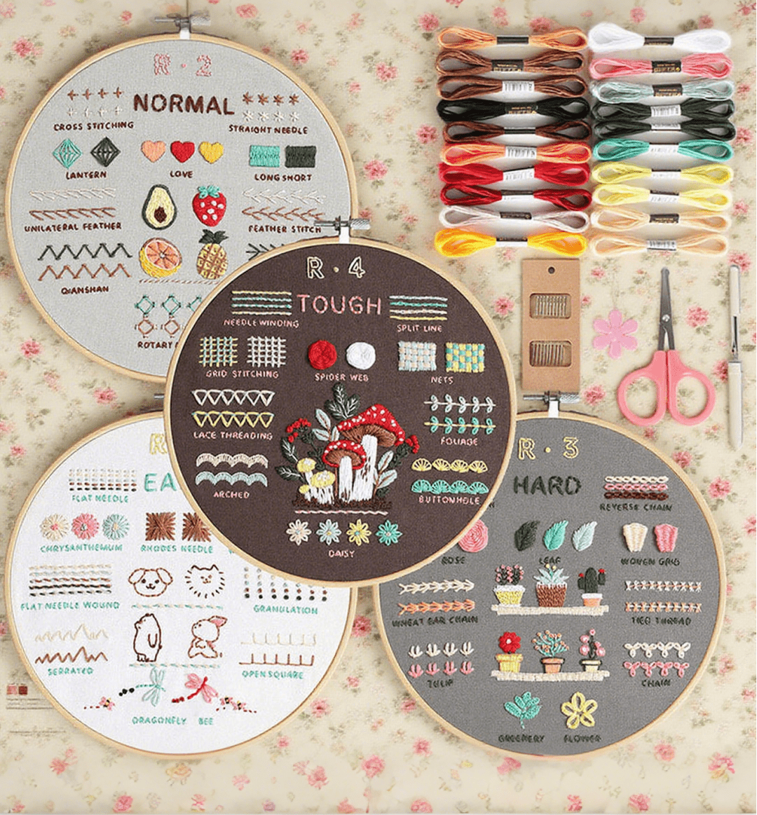 Rubbyoo 4-piece Embroidery Starter Kit - 4-level Starter To Pro Kit | Beginner Needlework Set | Great Craft For Adult  - image 1