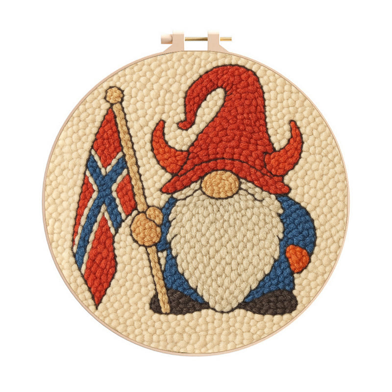 Patriot Gnome Punch Needle Kit - Diy Handmade Craft | Perfect Home Decor  - 8 inch Hoop Kit - image 1