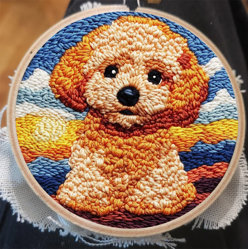  Poodle Dog Punch Needle Kit - Adorable Puppy Craft | Unique Handmade Artwork  - image 3