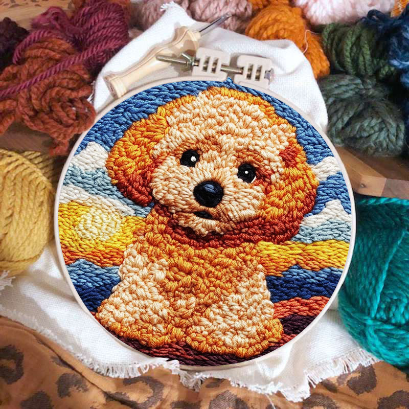  Poodle Dog Punch Needle Kit - Adorable Puppy Craft | Unique Handmade Artwork  - image 2