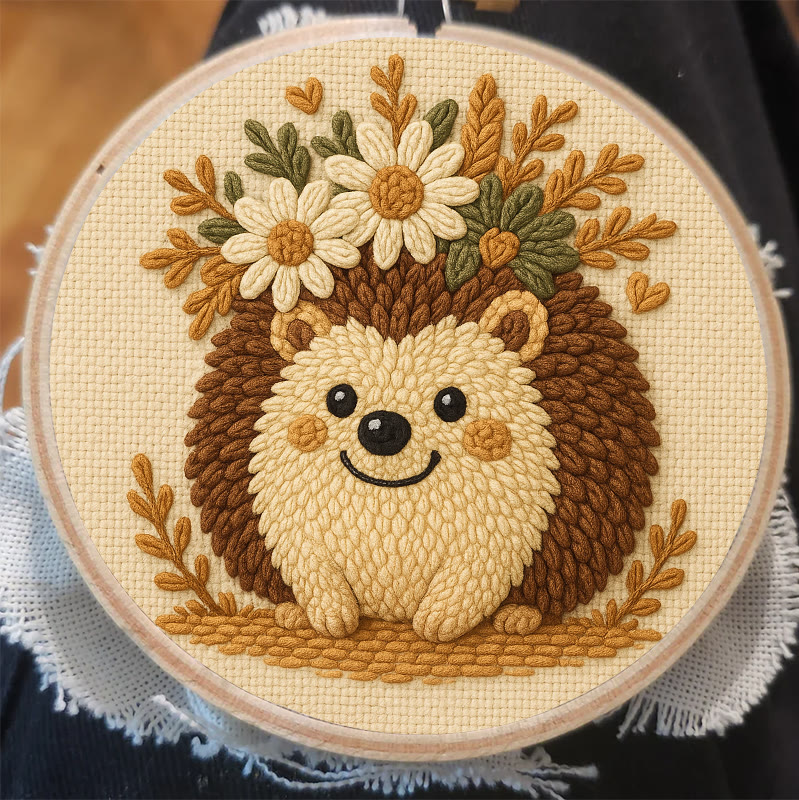 Daisy Hedgehog Punch Needle Kit - Diy Floral Craft | Lovely Animal Needlework  - image 5