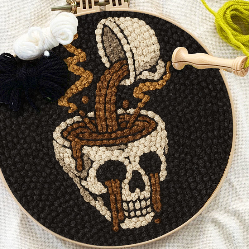 Coffee Skull Punch Needle Kit - Spooky Halloween Craft | Perfect For Holiday Decor - image 2