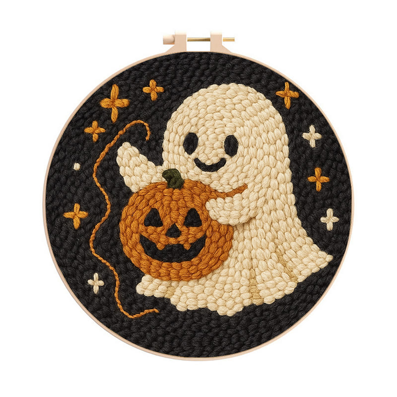  Sewing Ghost Punch Needle Kit - Easy Handmade Craft | Perfect Halloween Collection  - 8 inch Hoop Kit - image 1