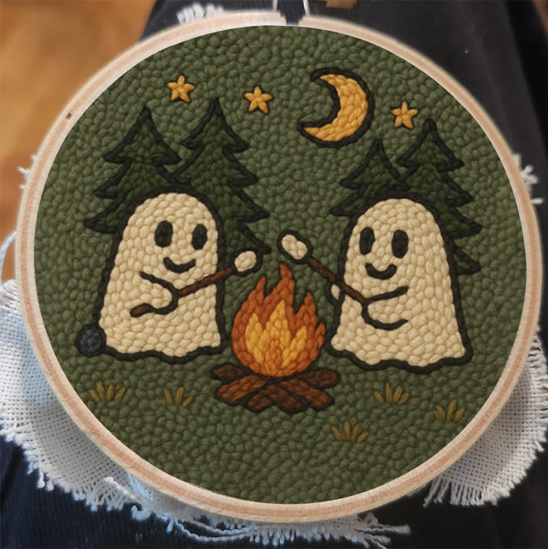 Campfire Ghost Punch Needle Kit - Spooky Halloween Coaster | Beginner Friendly Craft  - image 2
